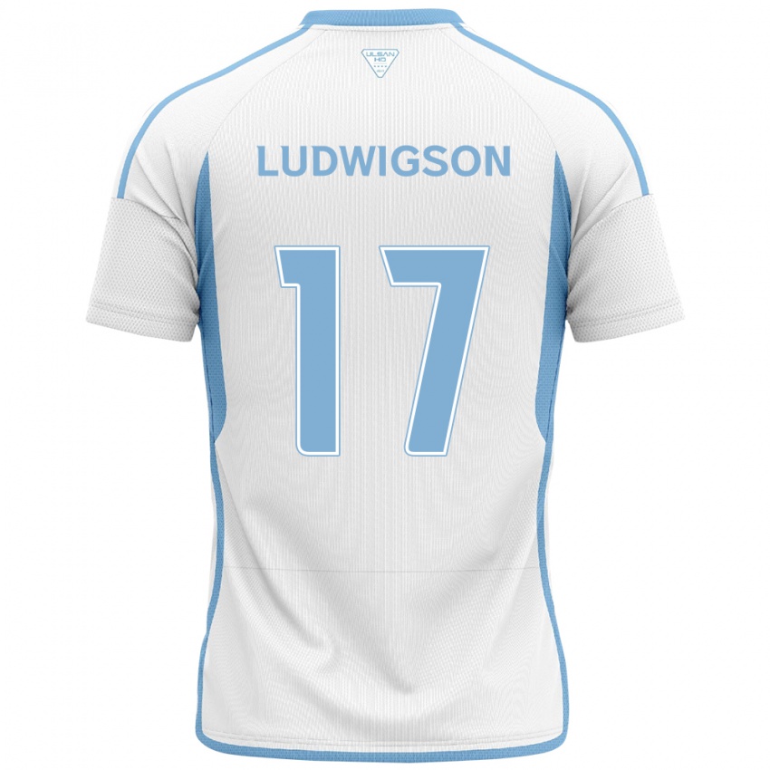 Niño Camiseta Gustav Ludwigson #17 Blanco Azul 2ª Equipación 2024/25 La Camisa Argentina