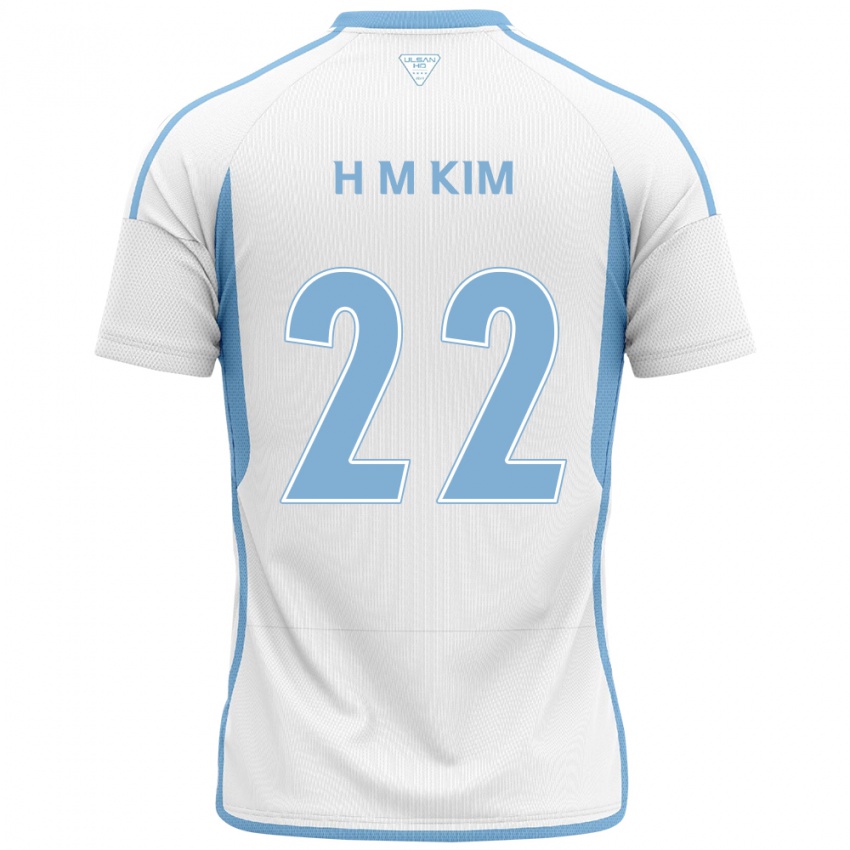 Niño Camiseta Min-Hyuk Kim #22 Blanco Azul 2ª Equipación 2024/25 La Camisa Argentina