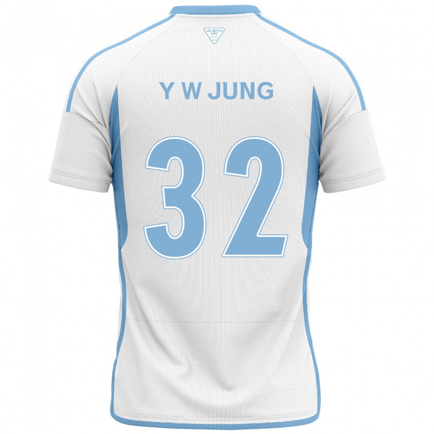 Niño Camiseta Woo-Young Jung #32 Blanco Azul 2ª Equipación 2024/25 La Camisa Argentina