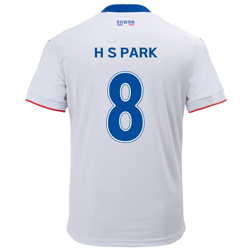 Niño Camiseta Sang-Hyeok Park #8 Blanco Azul 2ª Equipación 2024/25 La Camisa Argentina