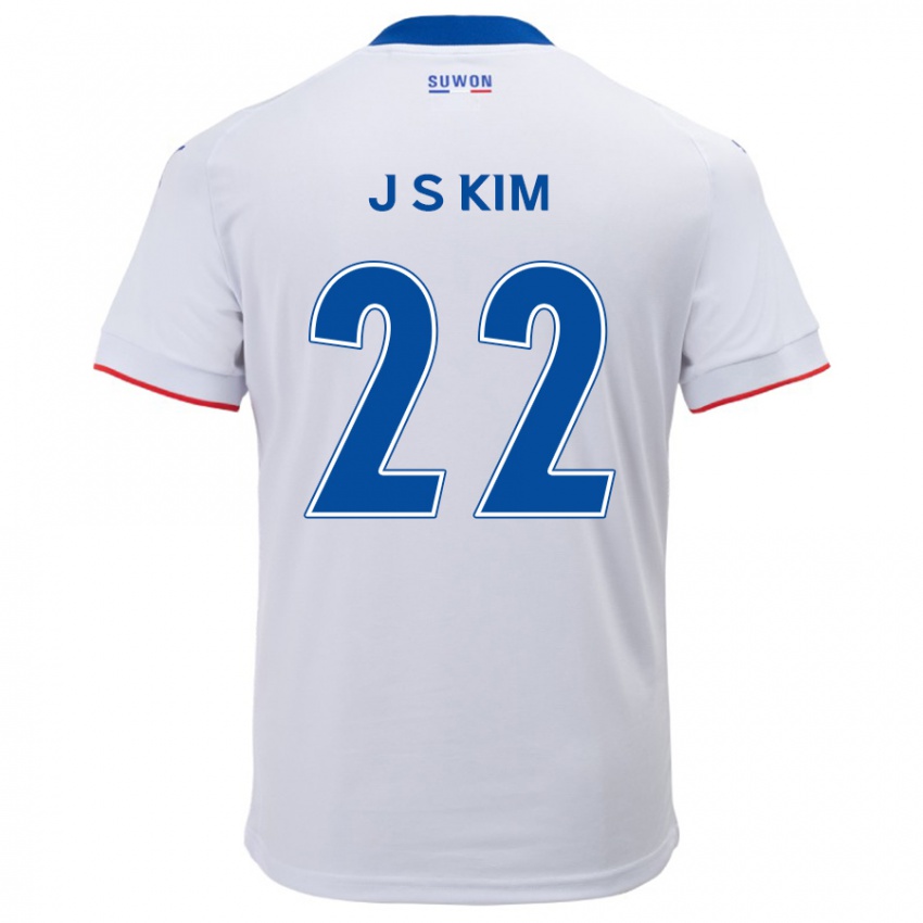 Niño Camiseta Sang-Jun Kim #22 Blanco Azul 2ª Equipación 2024/25 La Camisa Argentina