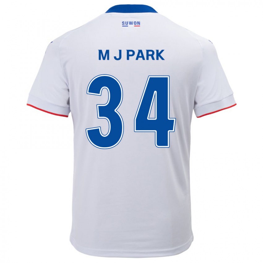 Niño Camiseta Ji-Min Park #34 Blanco Azul 2ª Equipación 2024/25 La Camisa Argentina