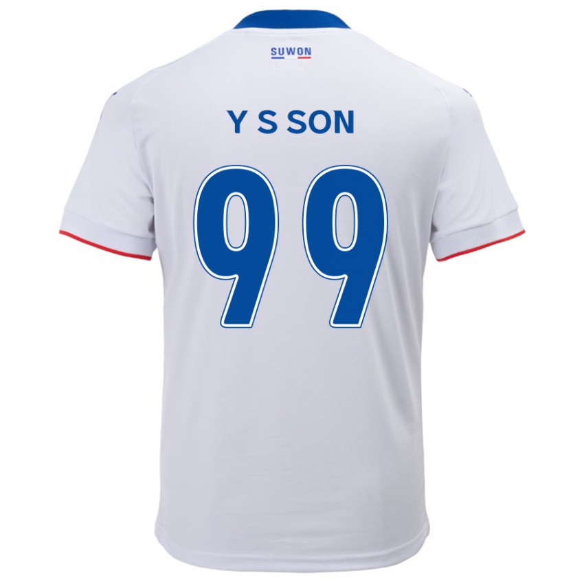 Niño Camiseta Suk-Yong Son #99 Blanco Azul 2ª Equipación 2024/25 La Camisa Argentina