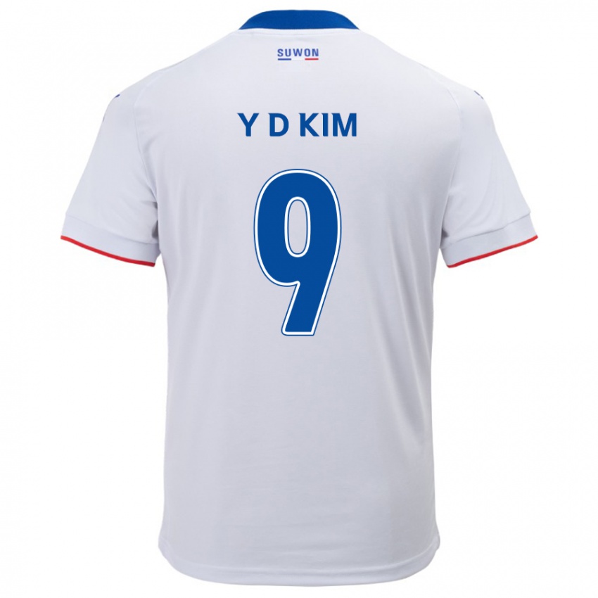 Niño Camiseta Dong-Yeon Kim #9 Blanco Azul 2ª Equipación 2024/25 La Camisa Argentina