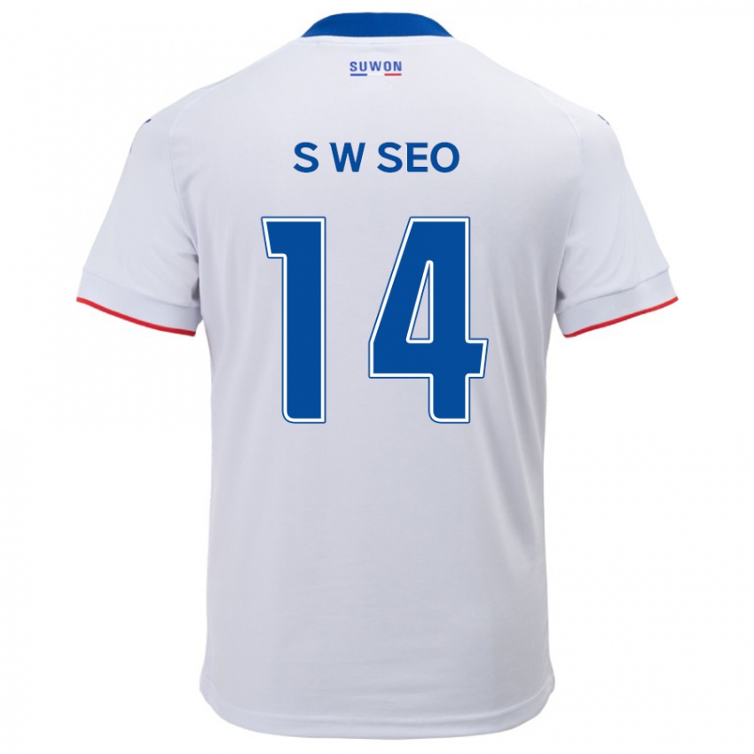 Niño Camiseta Woo-Seong Seo #14 Blanco Azul 2ª Equipación 2024/25 La Camisa Argentina