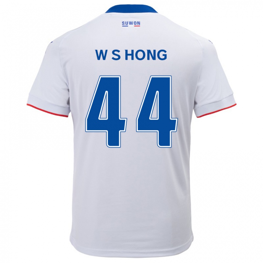 Niño Camiseta Sang-Won Hong #44 Blanco Azul 2ª Equipación 2024/25 La Camisa Argentina