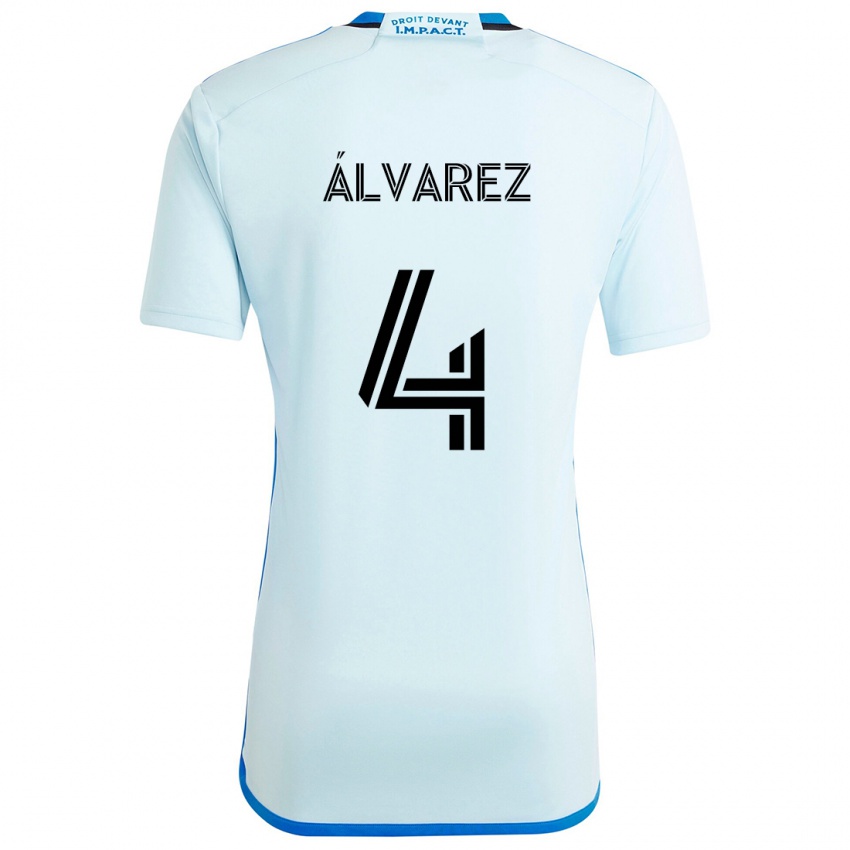 Niño Camiseta Fernando Álvarez #4 Azul Hielo 2ª Equipación 2024/25 La Camisa Argentina