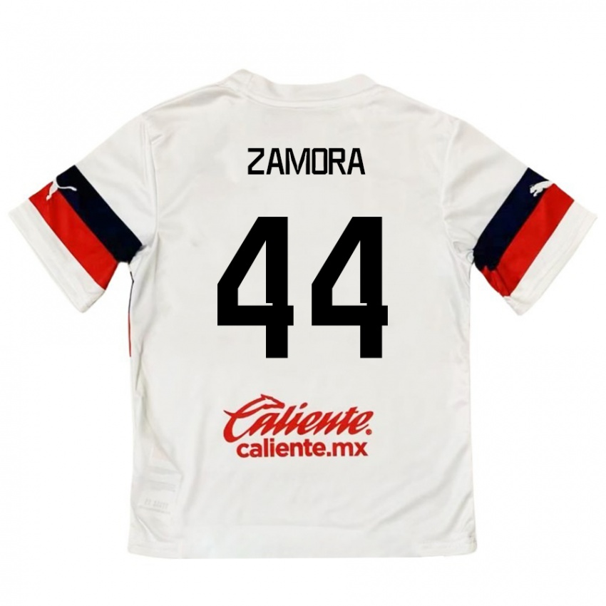 Niño Camiseta Saúl Zamora #44 Blanco Rojo 2ª Equipación 2024/25 La Camisa Argentina