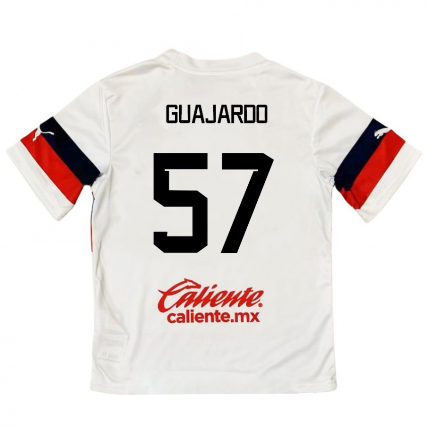 Niño Camiseta Dylan Guajardo #57 Blanco Rojo 2ª Equipación 2024/25 La Camisa Argentina