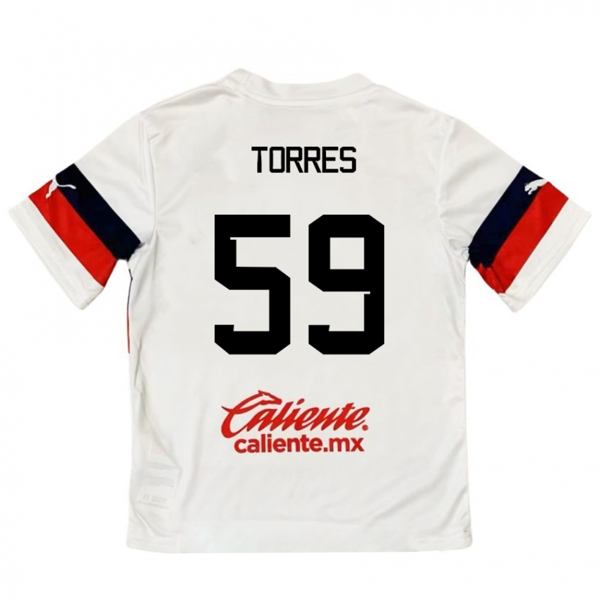 Niño Camiseta Christian Torres #59 Blanco Rojo 2ª Equipación 2024/25 La Camisa Argentina