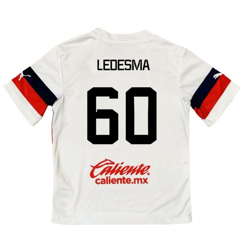 Niño Camiseta Luis Ledesma #60 Blanco Rojo 2ª Equipación 2024/25 La Camisa Argentina