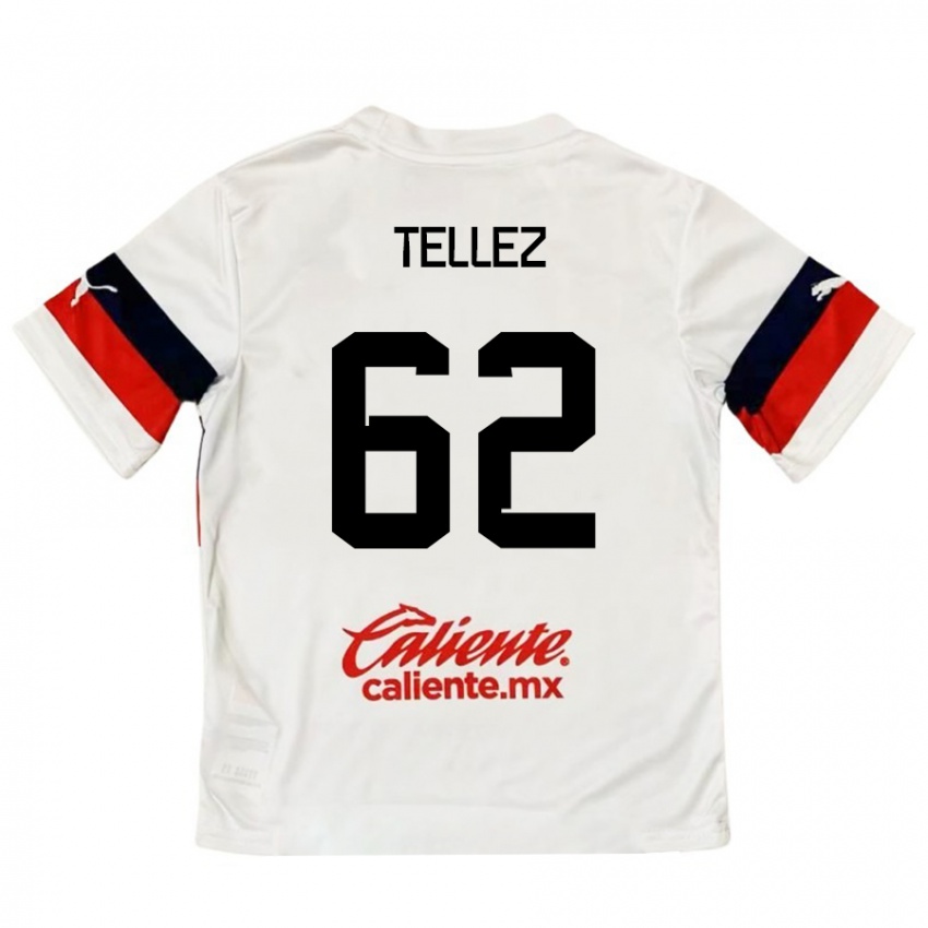 Niño Camiseta Brandon Téllez #62 Blanco Rojo 2ª Equipación 2024/25 La Camisa Argentina