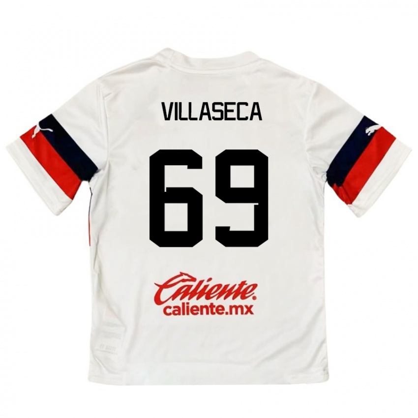 Niño Camiseta Daniel Villaseca #69 Blanco Rojo 2ª Equipación 2024/25 La Camisa Argentina