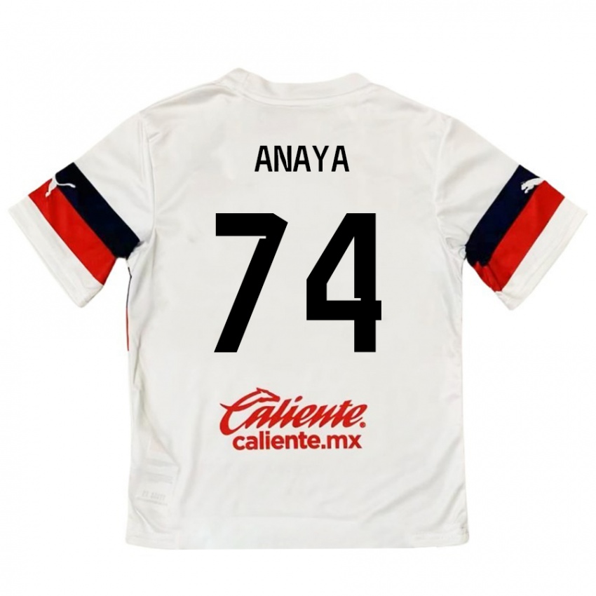 Niño Camiseta Mario Anaya #74 Blanco Rojo 2ª Equipación 2024/25 La Camisa Argentina