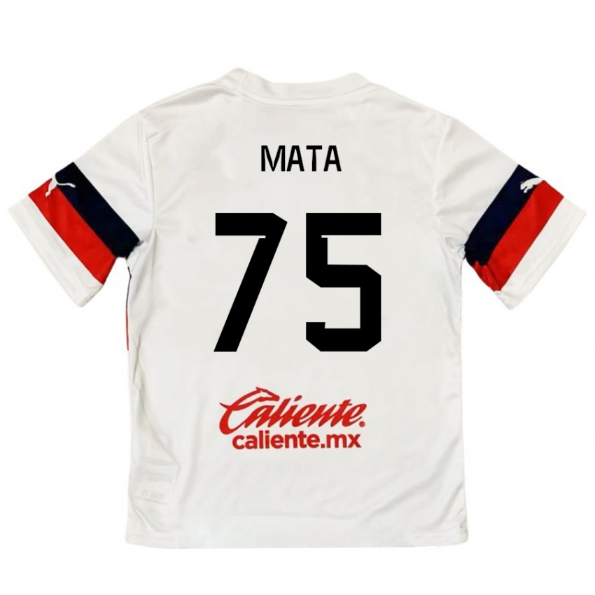 Niño Camiseta Hugo Mata #75 Blanco Rojo 2ª Equipación 2024/25 La Camisa Argentina