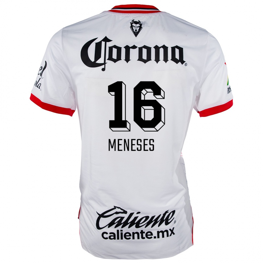 Niño Camiseta Jean Meneses #16 Blanco Rojo 2ª Equipación 2024/25 La Camisa Argentina