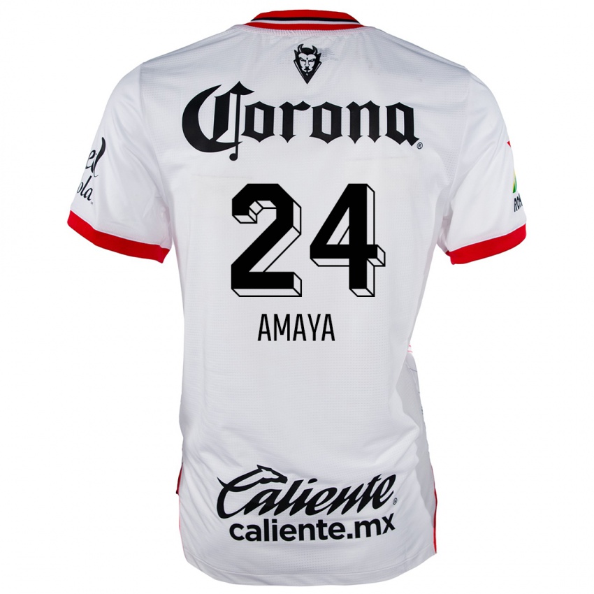 Niño Camiseta Frankie Amaya #24 Blanco Rojo 2ª Equipación 2024/25 La Camisa Argentina