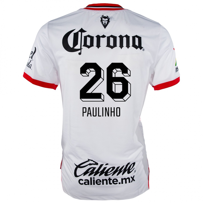 Niño Camiseta Paulinho #26 Blanco Rojo 2ª Equipación 2024/25 La Camisa Argentina