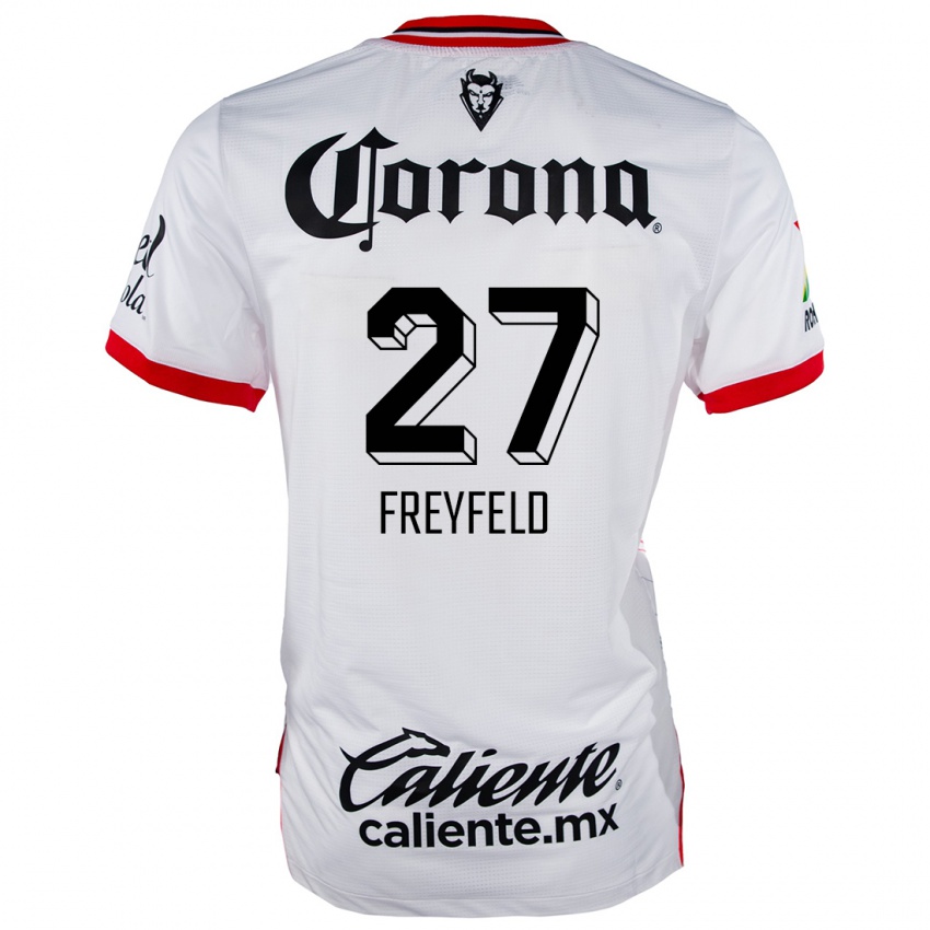 Niño Camiseta Emiliano Freyfeld #27 Blanco Rojo 2ª Equipación 2024/25 La Camisa Argentina