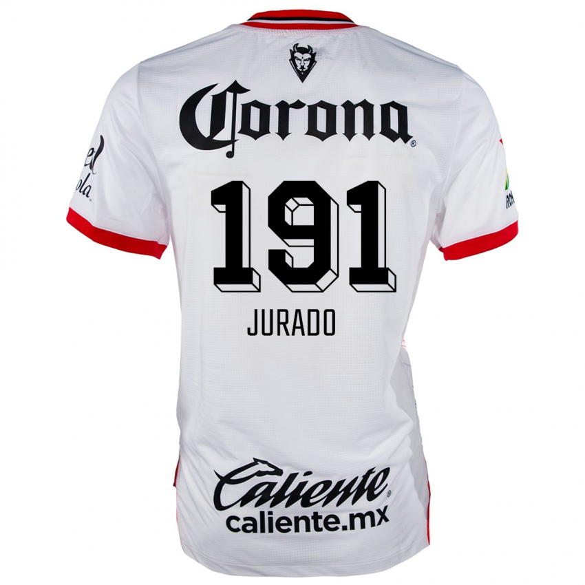 Niño Camiseta Pablo Jurado #191 Blanco Rojo 2ª Equipación 2024/25 La Camisa Argentina