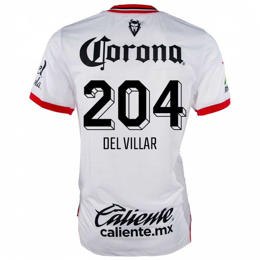 Niño Camiseta Everardo Del Villar #204 Blanco Rojo 2ª Equipación 2024/25 La Camisa Argentina