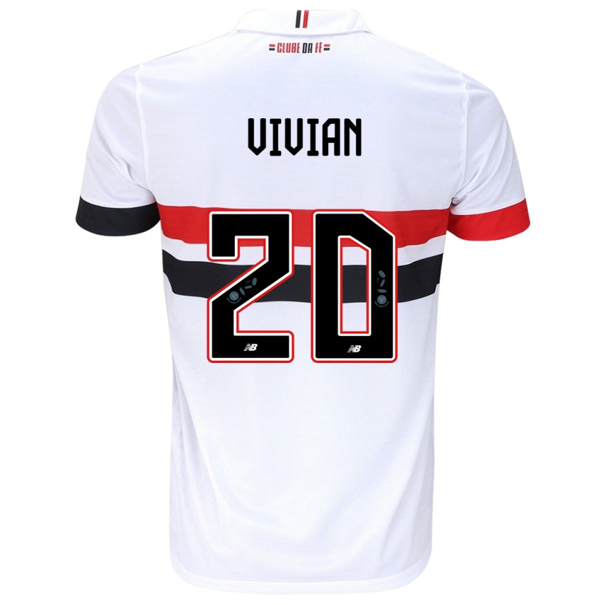 Hombre Camiseta Vivian #20 Blanco Rojo Negro 1ª Equipación 2024/25 La Camisa Argentina