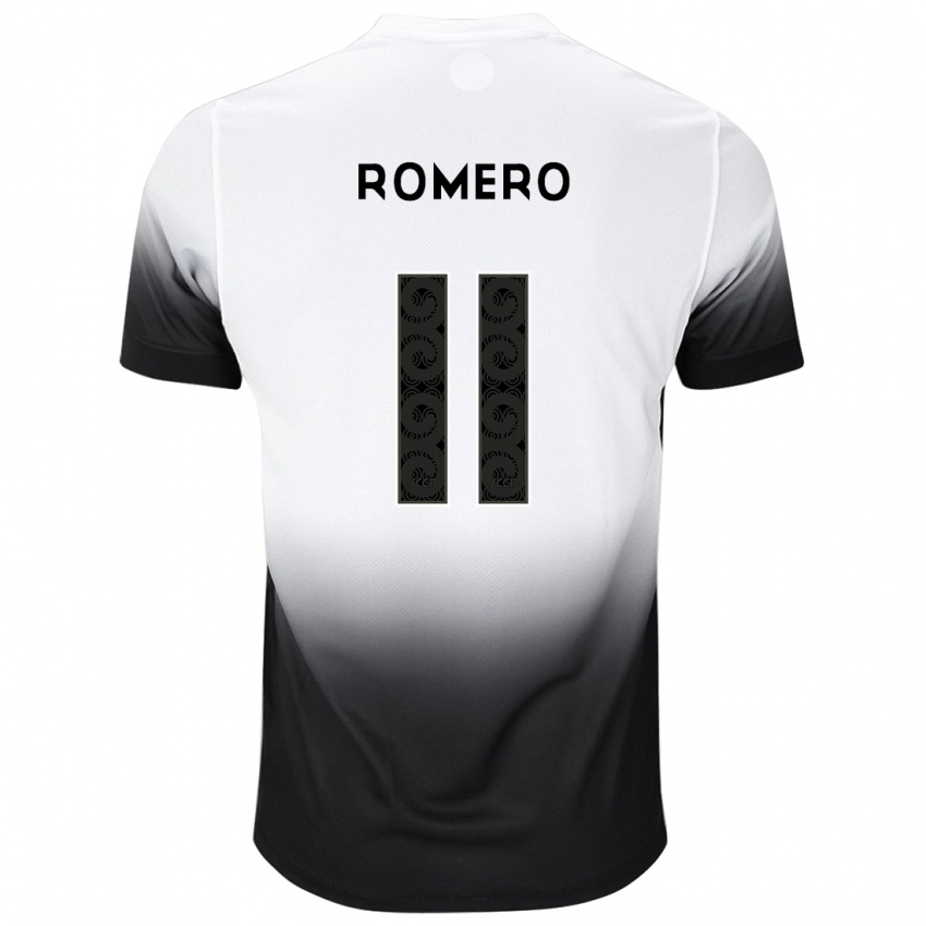 Hombre Camiseta Angel Romero #11 Blanco Negro 1ª Equipación 2024/25 La Camisa Argentina