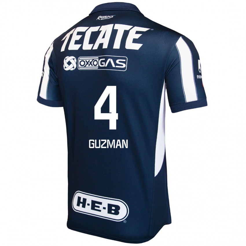 Hombre Camiseta Victor Guzman #4 Azul Rojo Blanco 1ª Equipación 2024/25 La Camisa Argentina