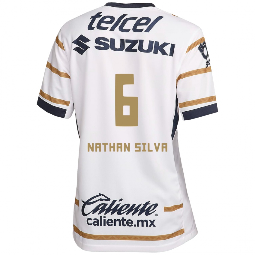 Hombre Camiseta Nathan Silva #6 Obsidiana Blanca 1ª Equipación 2024/25 La Camisa Argentina