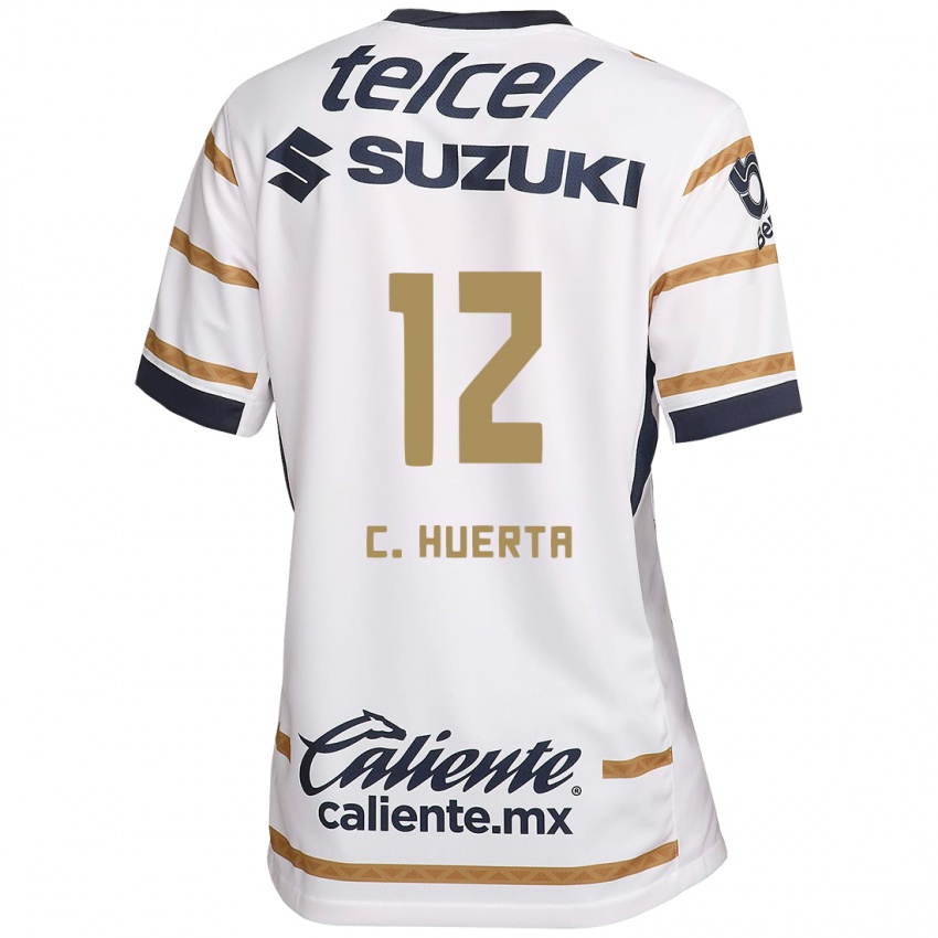 Hombre Camiseta Cesar Huerta #12 Obsidiana Blanca 1ª Equipación 2024/25 La Camisa Argentina