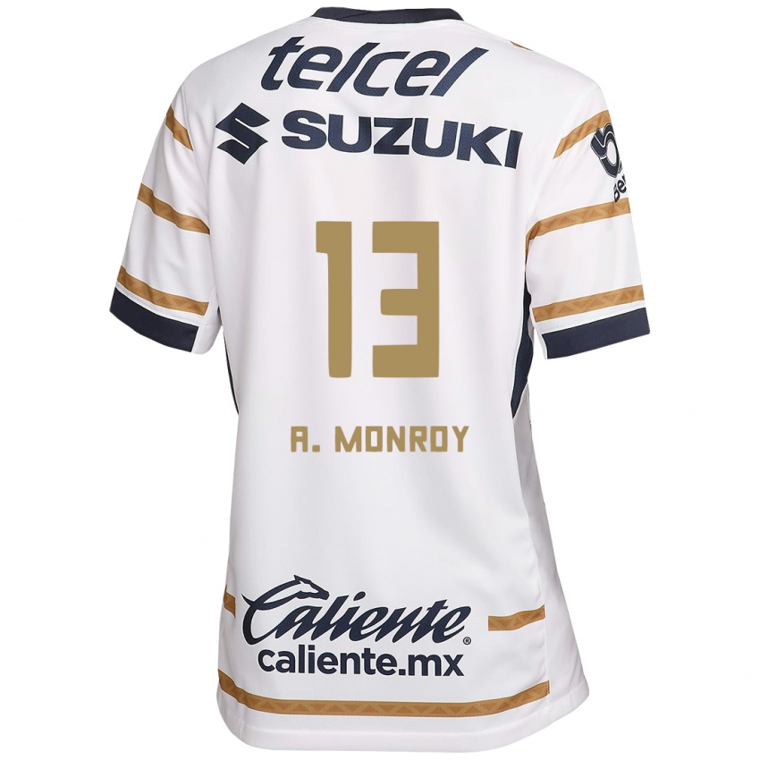 Hombre Camiseta Pablo Monroy #13 Obsidiana Blanca 1ª Equipación 2024/25 La Camisa Argentina