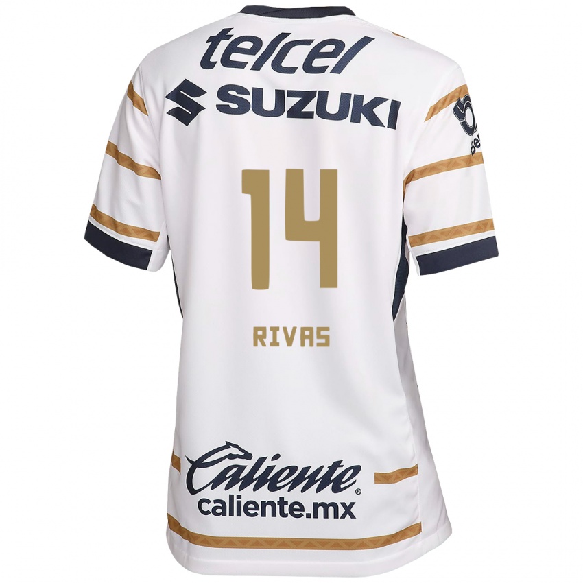 Hombre Camiseta Jesús Rivas #14 Obsidiana Blanca 1ª Equipación 2024/25 La Camisa Argentina