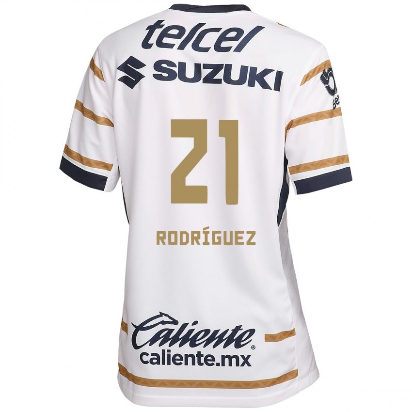 Hombre Camiseta Michell Rodriguez #21 Obsidiana Blanca 1ª Equipación 2024/25 La Camisa Argentina