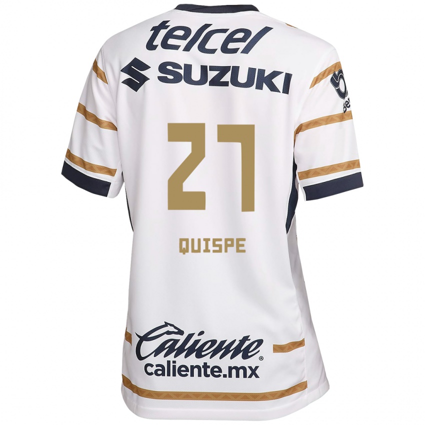 Hombre Camiseta Piero Quispe #27 Obsidiana Blanca 1ª Equipación 2024/25 La Camisa Argentina