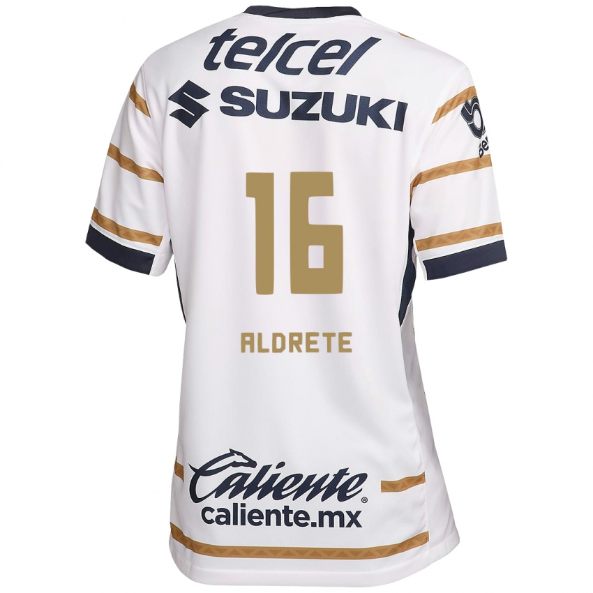 Hombre Camiseta Adrian Aldrete #16 Obsidiana Blanca 1ª Equipación 2024/25 La Camisa Argentina