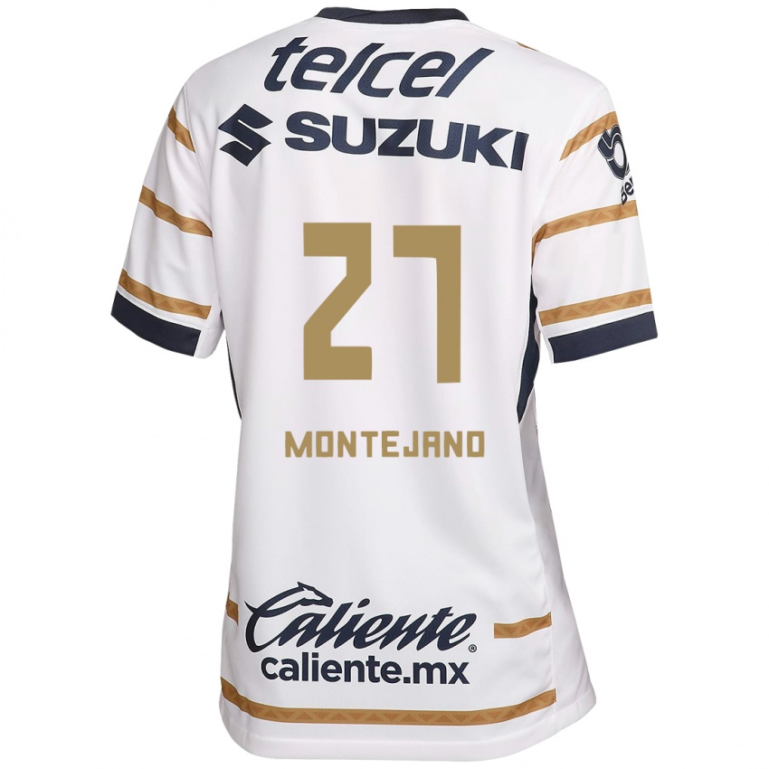 Hombre Camiseta Emanuel Montejano #27 Obsidiana Blanca 1ª Equipación 2024/25 La Camisa Argentina