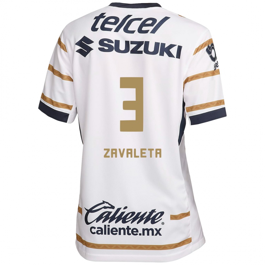 Hombre Camiseta Rebeca Zavaleta #3 Obsidiana Blanca 1ª Equipación 2024/25 La Camisa Argentina