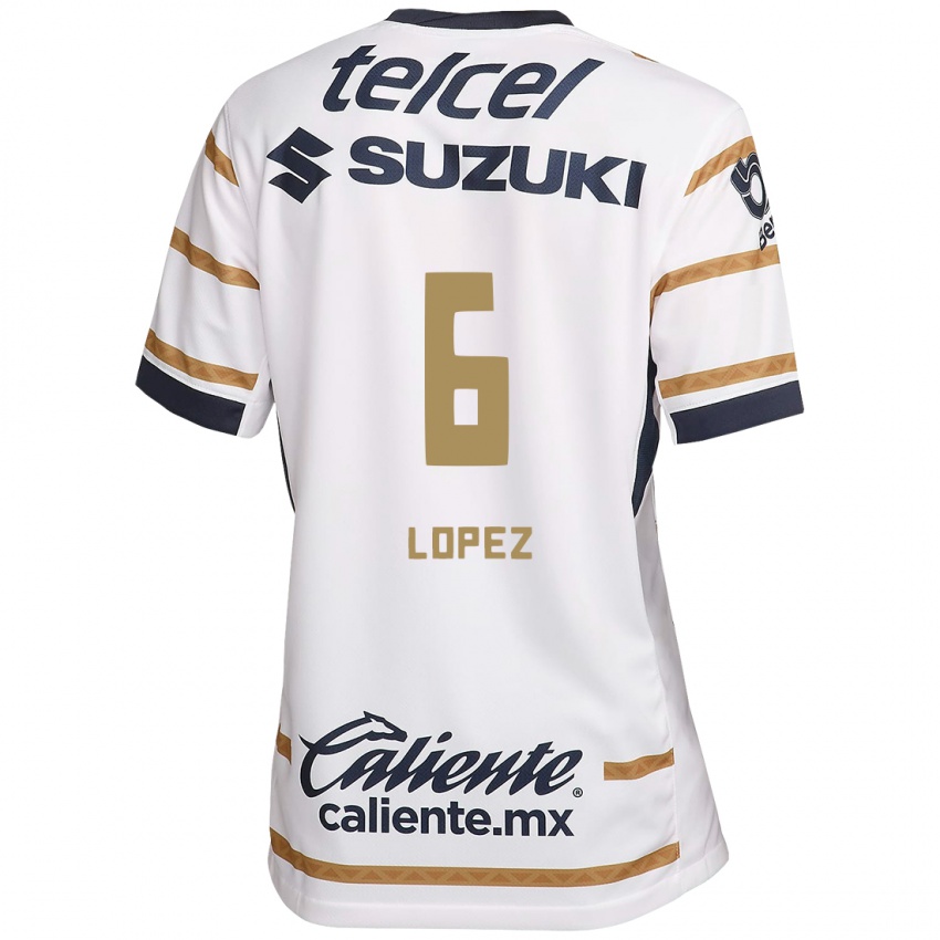 Hombre Camiseta Nathalia Lopez #6 Obsidiana Blanca 1ª Equipación 2024/25 La Camisa Argentina