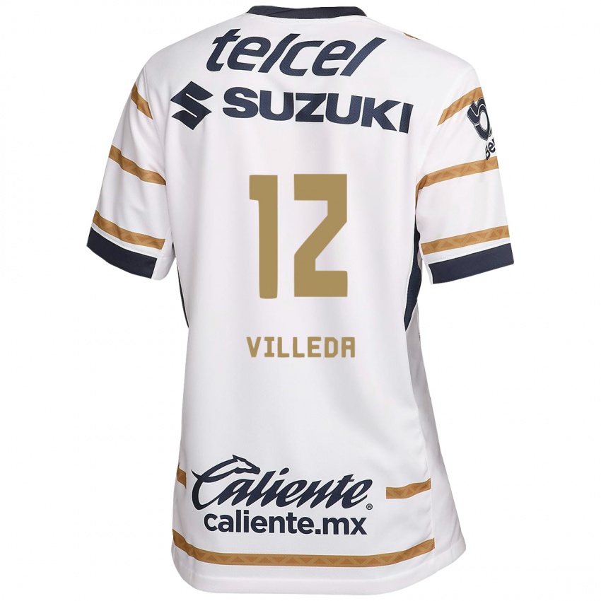 Hombre Camiseta Melany Villeda #12 Obsidiana Blanca 1ª Equipación 2024/25 La Camisa Argentina