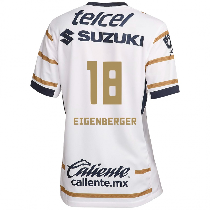 Hombre Camiseta Chandra Eigenberger #18 Obsidiana Blanca 1ª Equipación 2024/25 La Camisa Argentina