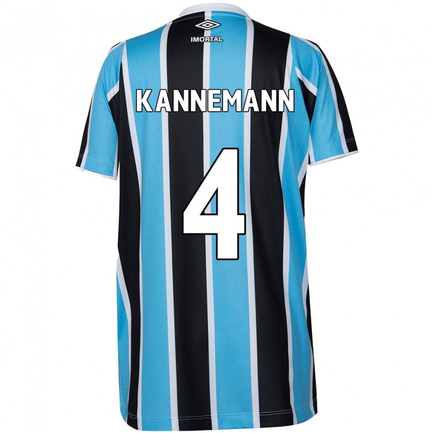 Hombre Camiseta Walter Kannemann #4 Azul Negro Blanco 1ª Equipación 2024/25 La Camisa Argentina