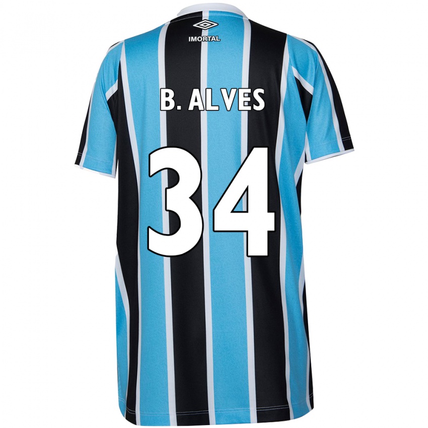 Hombre Camiseta Bruno Alves #34 Azul Negro Blanco 1ª Equipación 2024/25 La Camisa Argentina