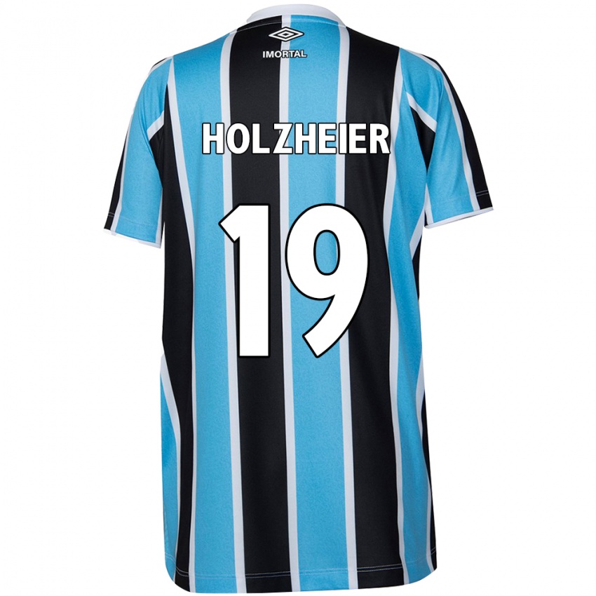 Hombre Camiseta Agostina Holzheier #19 Azul Negro Blanco 1ª Equipación 2024/25 La Camisa Argentina