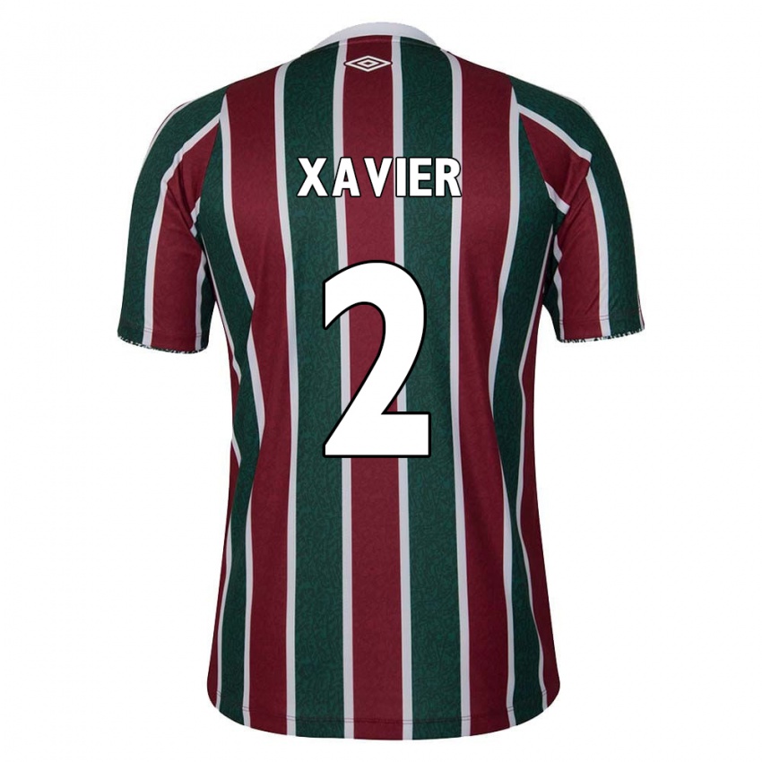 Hombre Camiseta Samuel Xavier #2 Verde Granate Blanco 1ª Equipación 2024/25 La Camisa Argentina