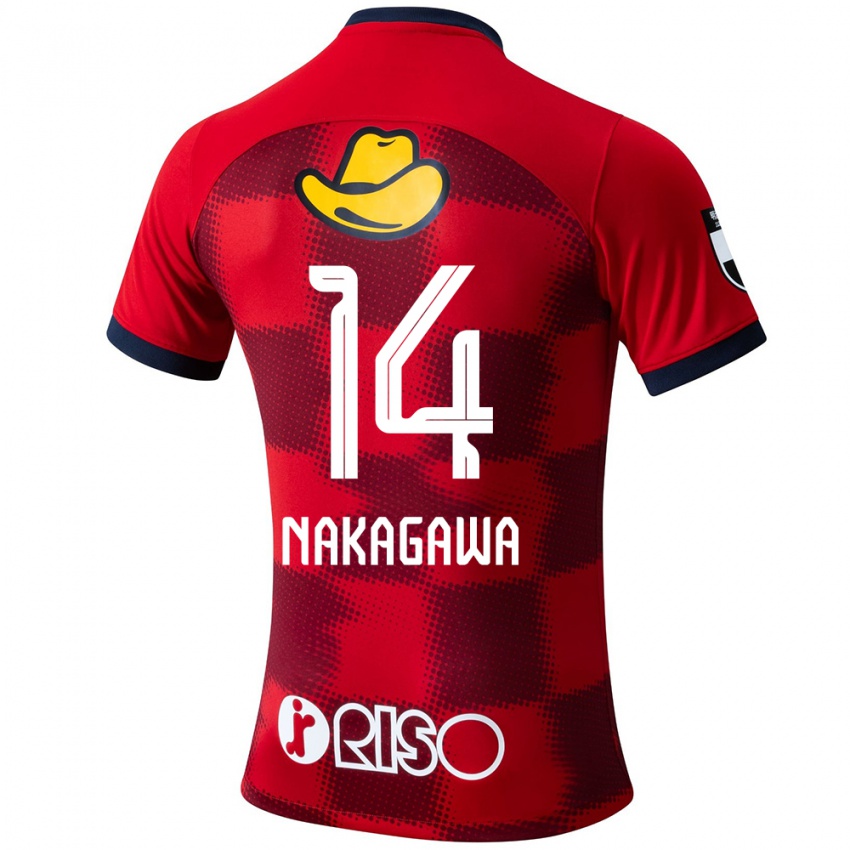 Hombre Camiseta Sora Nakagawa #14 Rojo Azul Blanco 1ª Equipación 2024/25 La Camisa Argentina