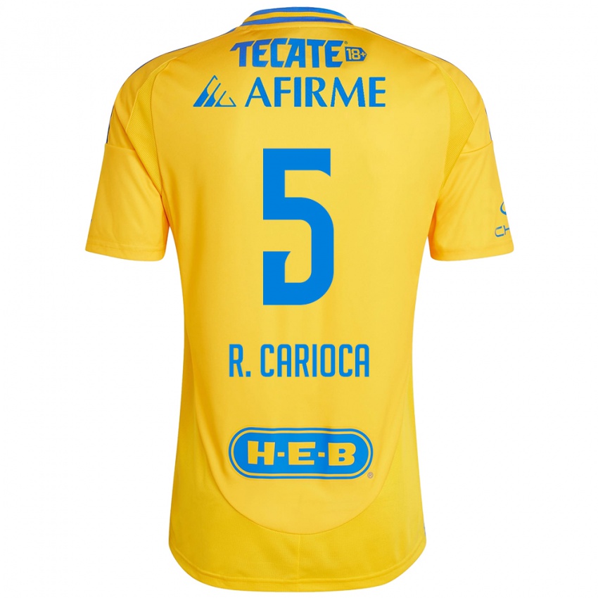 Hombre Camiseta Rafael Carioca #5 Oro Amarillo 1ª Equipación 2024/25 La Camisa Argentina