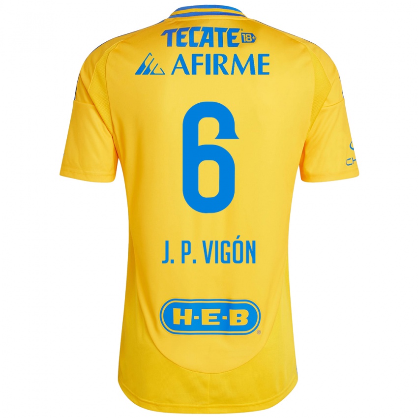 Hombre Camiseta Juan Pablo Vigon #6 Oro Amarillo 1ª Equipación 2024/25 La Camisa Argentina