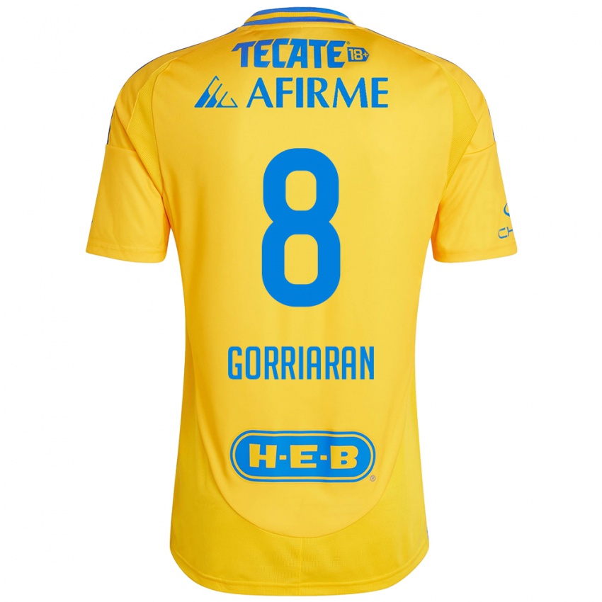 Hombre Camiseta Fernando Gorriaran #8 Oro Amarillo 1ª Equipación 2024/25 La Camisa Argentina