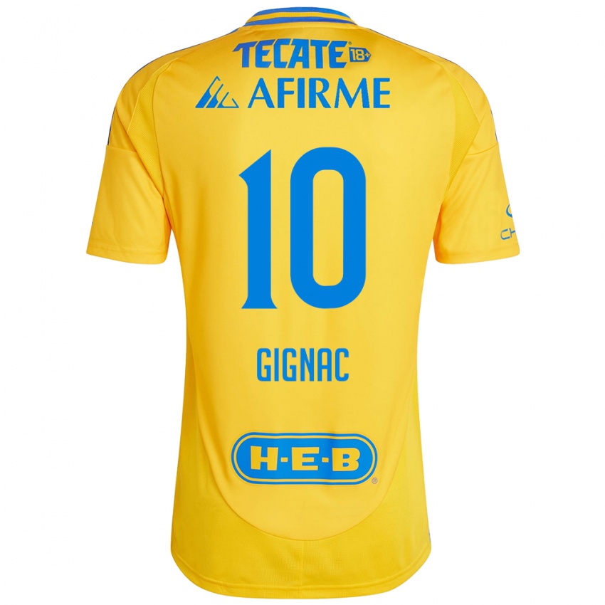 Hombre Camiseta Andre-Pierre Gignac #10 Oro Amarillo 1ª Equipación 2024/25 La Camisa Argentina