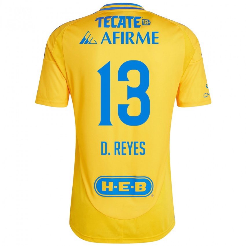 Hombre Camiseta Diego Reyes #13 Oro Amarillo 1ª Equipación 2024/25 La Camisa Argentina